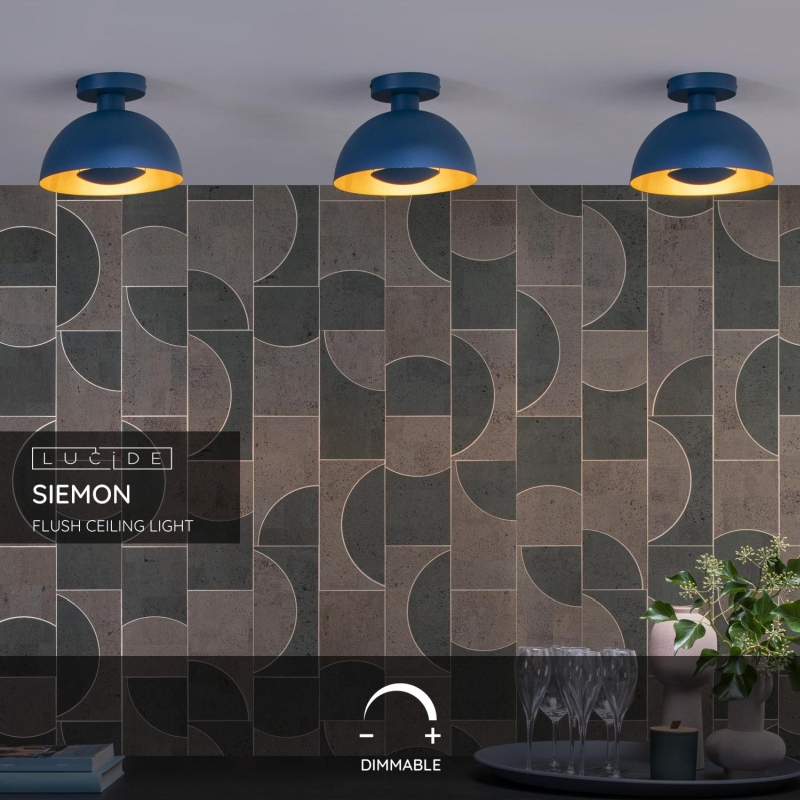 Lucide SIEMON - Zapustené stropné svietidlo - Ø 25 cm - 1xE27 - Modré